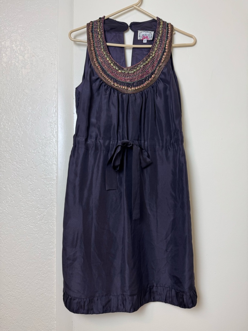Baraschi Beaded Sleeveless Sheath Silk Dress Size M - Picture 2 of 6